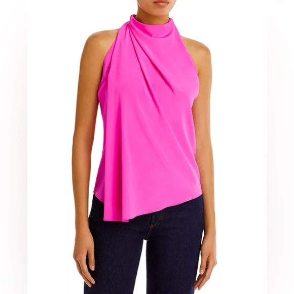 A.L.C. Tops - A.L.C. Silk Blend Erin Mock Neck Top - Hot Pink